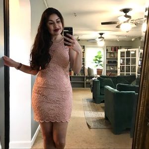 Ambiance pink lace midi sleeveless dress